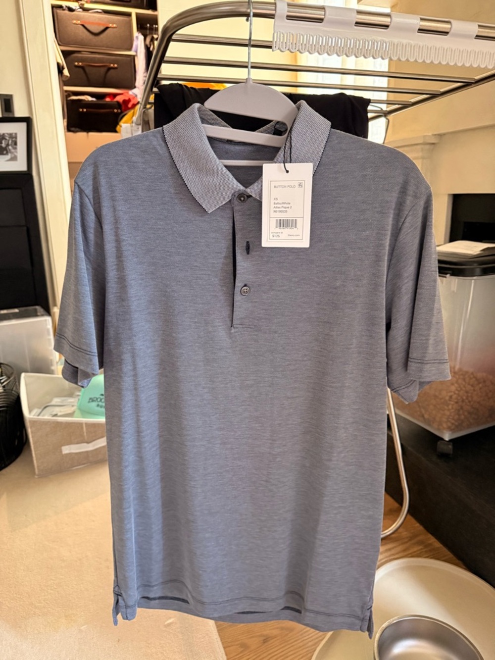 Theory Men's Heather Gray Polo with Contrast Collar